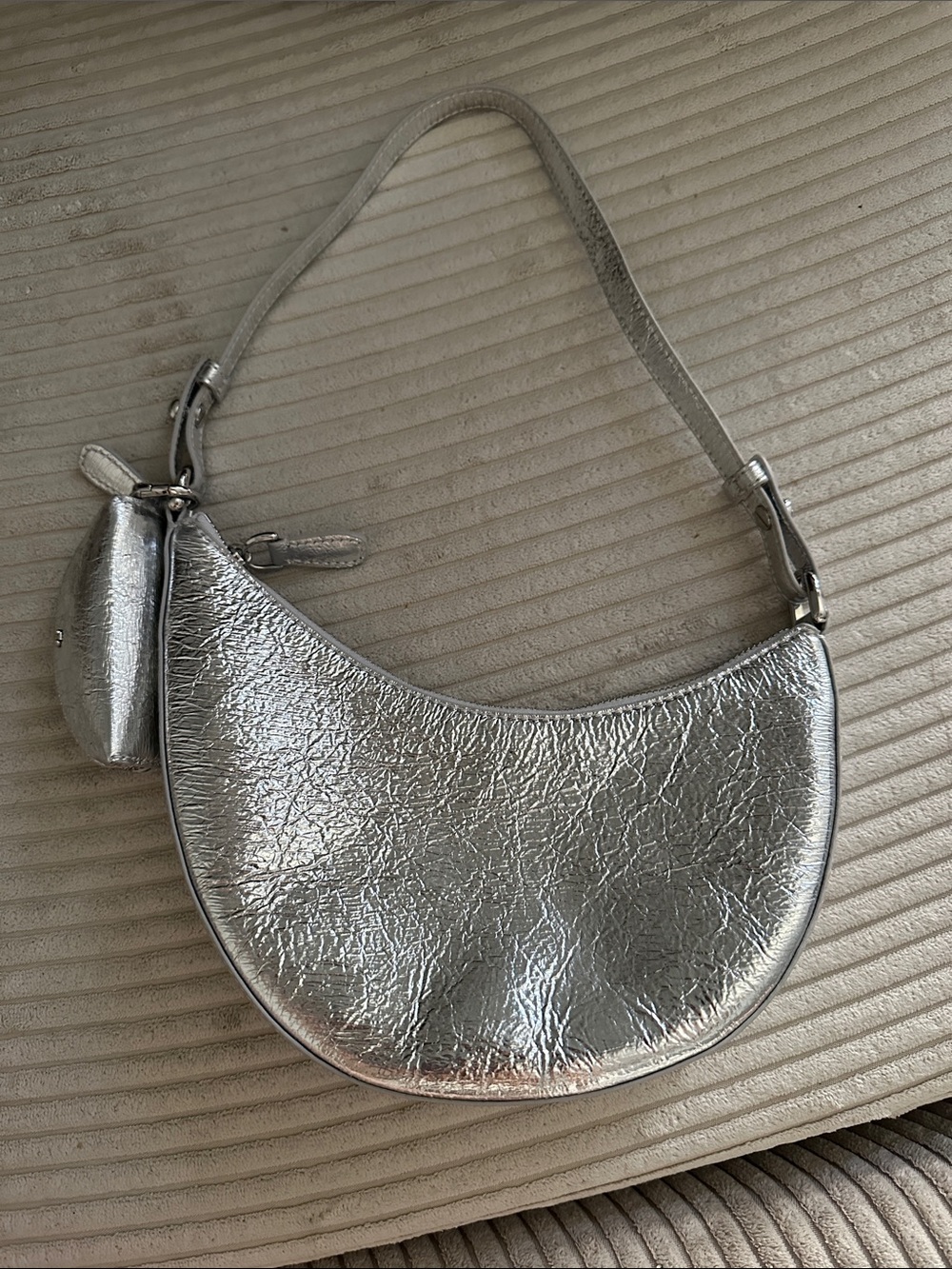 kate spade Metallic Silver Crescent Shoulder Bag